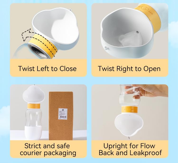 Portable Dog Water Bottle With Food Bowl Small Pet Food Container With Leak-Proof
