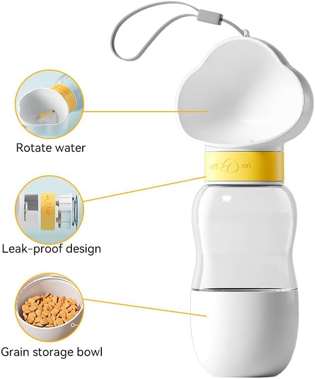 Portable Dog Water Bottle With Food Bowl Small Pet Food Container With Leak-Proof