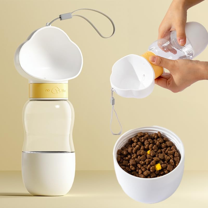 Portable Dog Water Bottle With Food Bowl Small Pet Food Container With Leak-Proof