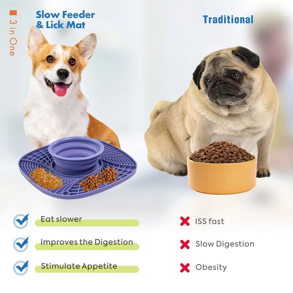 Pet Dog Slow Feeder Bowl Non Slip Puzzle Bowl Anti-Gulping