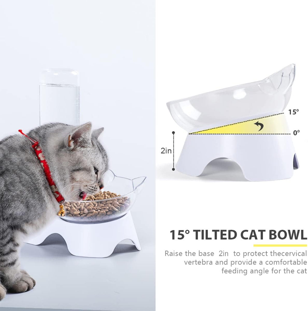 Double Dog Cat Bowls Pets Water And Food Bowl Set 15 Tilted Water And Food Bowl