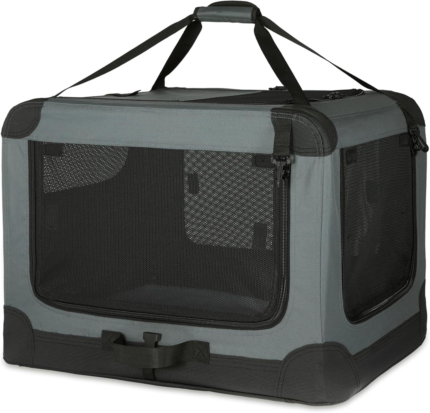 Foldable Dog Cage, Portable Travel Dog Cage With Three-door Mesh Windows--36IN.grey