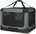 Foldable Dog Cage, Portable Travel Dog Cage With Three-door Mesh Windows--36IN.grey